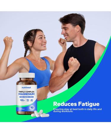 NutriNeat Triple Magnesium Complex (90 Capsules) 300mg of Magnesium Glycinate Citrate & Malate for Muscles Nerves & Energy High Absorption Vegan Non-GMO - Buy Online on GoSupps.com