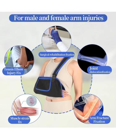 Arm Sling Shoulder Immobilizer with Storage Bag - Blue | Ideal for Shoulder Injury Recovery | For Men and Women | Torn Rotator Cuff, Surgery, Fracture, Strain - Buy Online on GoSupps.com