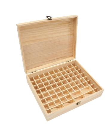 Storage container for essential oils made of wood essential oil box large wooden storage box for 5 ml/15 ml aromatic oils nail polish liquid bottles (74 compartments)