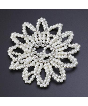 Lurrose Handmade Crochet Pearl HairNet | Elastic Hair Snood for Ballet Buns | Stylish White Hair Cover for Women & Girls - Buy Online on GoSupps.com
