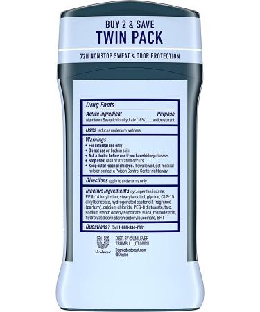 Degree Men 72-Hour Sweat & Odor Protection Everest Antiperspirant with MotionSense Technology 2.7 oz - Twin Pack - Buy Online on GoSupps.com