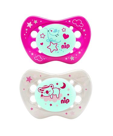 Nip light-pin "Night": jaw-friendly reduces pressure on dental and jaw areas made in Germany BPA-free size 3 16-32 months silicone girl pink 16-32 months girl