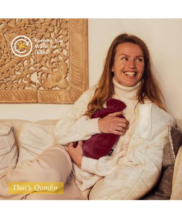Buy Hot Water Bottle with Soft Fleece Cover - 1.8L Large Size for Kids & Adults - Burgundy - Shop Internationally! - Buy Online on GoSupps.com