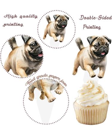 Pug Dog Cupcake Toppers Pug Birthday Decorations 48Pcs Pug Dog Party Decorations Pug Cupcake Picks Dog Theme Party Decoration for Playful Pugs Puppy Baby Shower Supplies - Buy Online on GoSupps.com