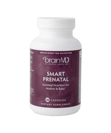 Dr Amen BrainMD Smart Prenatal - 120 Capsules - Multivitamin for Mom & Baby Promotes Healthy Pregnancy & Growth & Development In Babies - Gluten-Free - 30 Servings