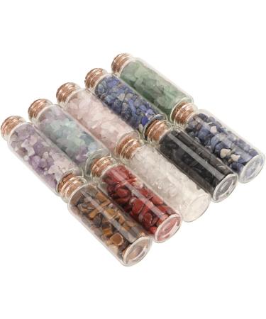 Healing Stone Bottles - 10 Pack Chakra Crystals for DIY - Vibrant Color Healing Gemstone Bottles - Buy Online on GoSupps.com