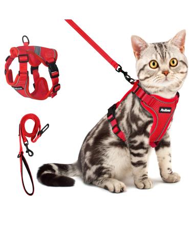 Petbonus cat dishes with a line adjustable cat line with dishes for cats breathable and soft cat dishes Small cat with reflex strips for cats (red XS) XS red