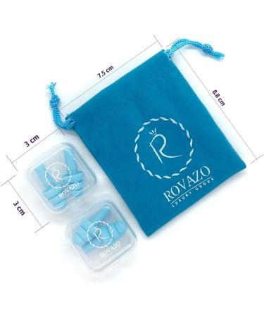 Silicone Ear Plugs - 2 Pairs, NRR 32, Waterproof, Hypoallergenic - Ultra Comfortable Noise Reduction for Swimming, Concerts & Airplanes - with Travel Pouch (Blue) - Buy Online on GoSupps.com