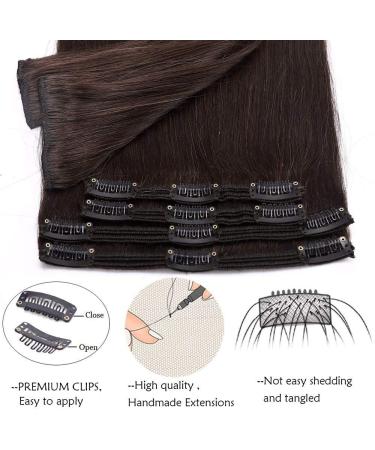 Clip-In Real Hair Extensions - 100% Remy Dark Brown #2 20 (50cm) Double Set - Perfect for Parties - 150g - Buy Online on GoSupps.com