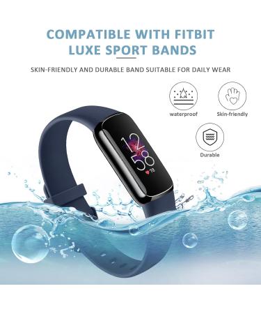 3 Pack Bands for Fitbit Luxe Bands with Screen Protector Case Soft Silicone Sport Replacement Wristbands Strap for Fitbit Luxe Women Large Black+Navy Blue+Gray - Buy Online on GoSupps.com