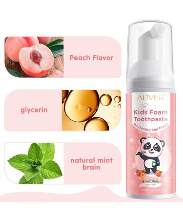 Foam Toothpaste for Kids - Low Fluoride Natural Formula Plaque Reduction Whitening for Ages 3+ | Peach Flavor - Buy Online on GoSupps.com