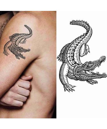 Dopetattoo Six Sheets Temporary Tattoos: Caiman Crocodiles, Tribal Ornaments for Men and Women - Neck, Arm, Chest - Buy Online on GoSupps.com