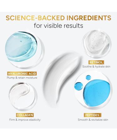 Retinol Cream for Face with Collagen Peptides - Anti Aging Wrinkle Cream for Women and Men - Day-Night Facial Moisturizer with Hyaluronic Acid - Tightening and Skin Firming - Neck & D collet  - Buy Online on GoSupps.com