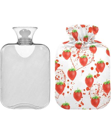 Naanle Valentine's Day Heart Strawberry Heat Bottle | 1L Transparent Warm Water Bottle for Bed | Hand & Foot Pain Relief & Cold Therapy - Buy Online on GoSupps.com