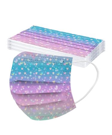 TT children mouth protection masks love and star print 3-layer disposable masks 10 pieces of children outdoor mask girls boys children's mask protective mask mouth nasal protection multifunctional neckerchief (blue 10pcs)