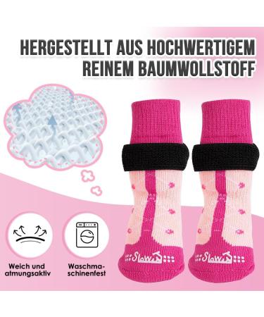 Slowton Indoor Anti-Slip Dog Socks - Adjustable Paw Protection for Small & Medium Dogs | Velcro Fastener Soft & Durable for Hardwood Floors - 4 Pairs (Rose Red M) - Buy Online on GoSupps.com