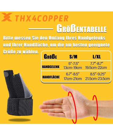THX4Copper Reversible Thumb Rail & Wrist Bandage | Support for Weak Thumbs | S/M Black - Perfect for Daily Activities - Buy Online on GoSupps.com