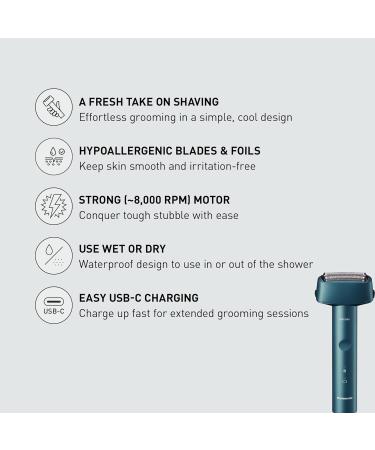 Panasonic Electric Razor for Men - Wet Dry Shaver with 3-Blade USB-C Charging Ergonomic Handle - ES-RM3B-A Blue - Buy Online on GoSupps.com