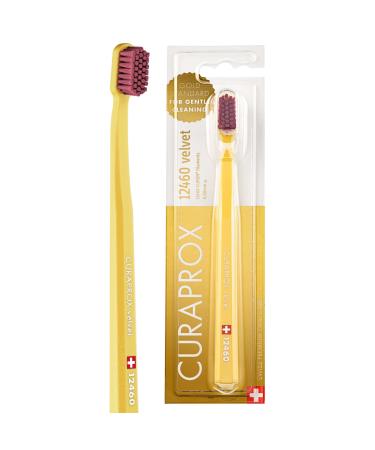Curaprox CS 12460 Velvet Toothbrush - Ultra Soft manual toothbrush for adults with 12460 Super Soft CUREN bristles - Yellow-Burgundy - Buy Online on GoSupps.com