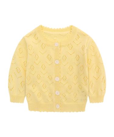 famuka Baby Cardigan Jacket Boy Girl Buttons Soft Knitted Sweaters 18 Months Yellow