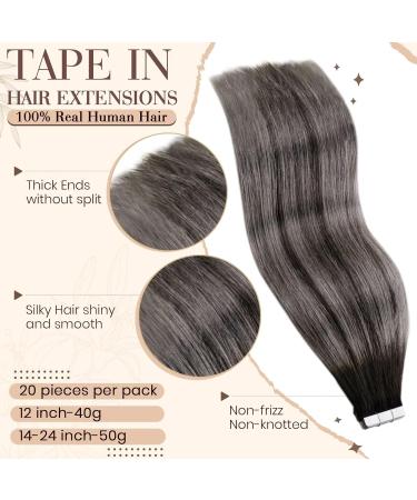 Buy Hetto Tape In Extensions - Real Hair Balayage & Black Silver Recovery Tape - 30cm 40g - Buy Online on GoSupps.com