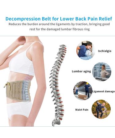 6xigouma Decompression Back Belt - Lumbar Support for Men & Women | Lower Back Pain Relief & Traction Device | Waist Size 29-49 Inches (Beige) - Buy Online on GoSupps.com