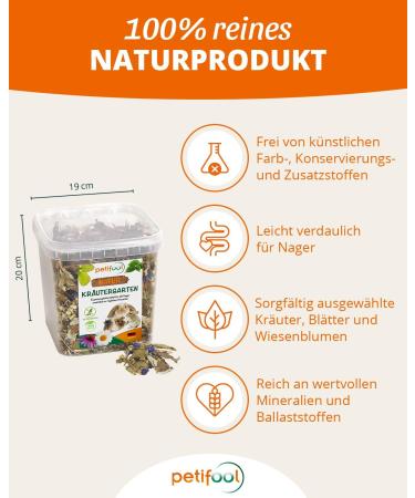 Petifool Herb Garden 400g | 100% Natural Supplementary Food for Rodents - Rabbits Guinea Pigs Hamsters & More - No Artificial Additives - Buy Online on GoSupps.com