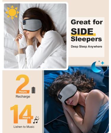 LC-dolida Bluetooth Sleep Headphones - 10-14 Hours Playtime - 100% Blackout Eye Cover for Sleeping - Zero Pressure Eye Mask - Grey - Buy Online on GoSupps.com