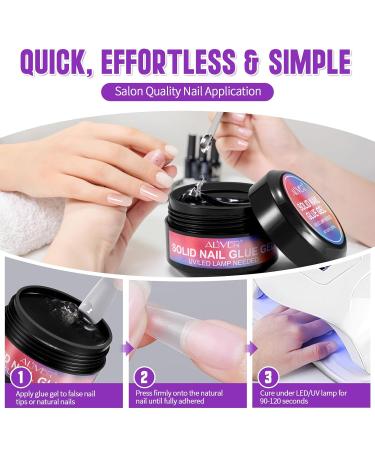Solid Nail Glue Gel for False Nail Tips - Super Strong Long Lasting UV Cured | 15g - Ideal for Acrylic Nails Art & Press On Nails at Home - Buy Online on GoSupps.com