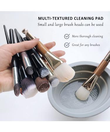 2 Pack Silicon Makeup Brush Cleaner Mat & Bowl Scrubber - Portable Washing Tool for Brushes, Sponges & Puffs (Gray & Pink) - Buy Online on GoSupps.com