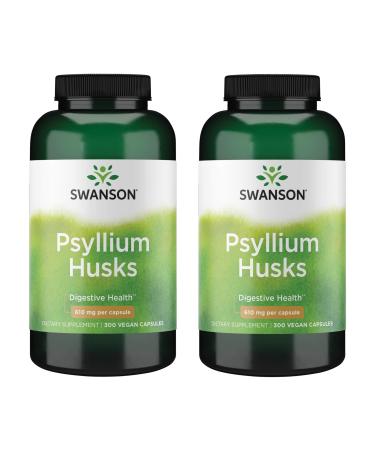 Swanson Psyllium Husk Dietary Fiber Supplement 610 mg 300 Capsules - (2 Pack)