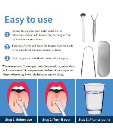 4-Pack Metal Tongue Scraper for Optimal Oral Hygiene | Reusable Tongue Cleaner - Silver - Buy Online on GoSupps.com