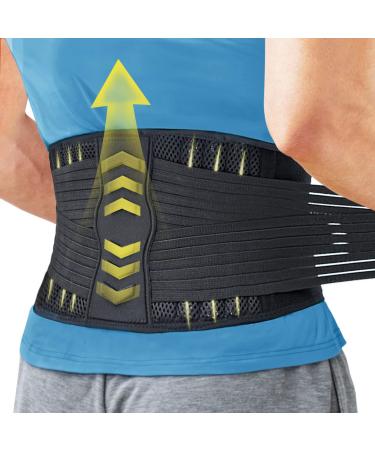 Back Brace for Lower Back Pain Relief - Men Women Back Support Belt for Heavy Lifting Sciatica Scoliosis Herniated Disc with Lumbar Pad - Adjustable Lumbar Support Belt Breathable Mesh Design (L 30.7-37.4 Waist) Large