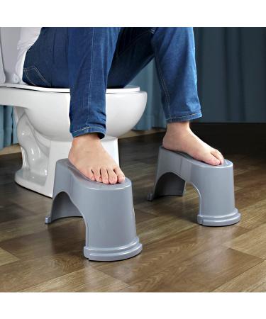 Pair of Heavy Duty Stackable Toilet Potty Stools for Adults - Grey | Flexible Distance Adjustment | Squatting Foot Step Stool - Buy Online on GoSupps.com