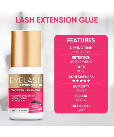 Extra Strong No Fume Eyelash Extension Glue | 6-8 Weeks Retention | Professional 5ml Individual Lash Adhesive - Buy Online on GoSupps.com