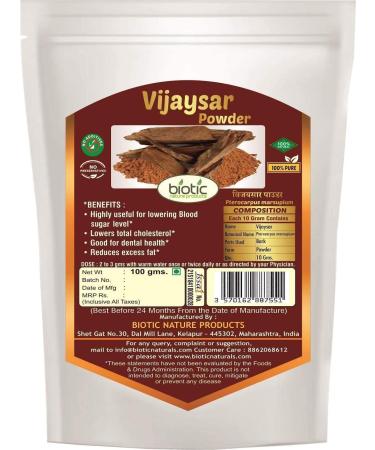 SENTA Biotic Vijaysar Powder (Pterocarpus Marsupium) Vijay SAR Powder - 200gm for Diabetes