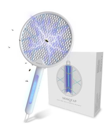 2 in 1 Electric Fly Swatter, MOSQZAP Bug Zapper Racket with Powerful Mosquitoes Trap Lamp, Flashlight and Electric Shock Protection for Travel & in Home 1Pack