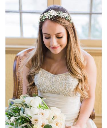 SWEETV Gold Flower Bridal Headband Tiara | Crystal Wedding Headpiece for Bride - Buy Online on GoSupps.com