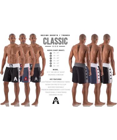 Anthem Athletics Classic Boxing Shorts - Unisex Knee Length Trunks in Black & Grey - Size Medium - Buy Online on GoSupps.com
