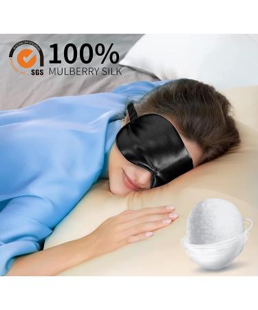 Silk Sleep Mask in Black with Cooling Gel Eye Mask - Natural and Soothing - Buy Online on GoSupps.com