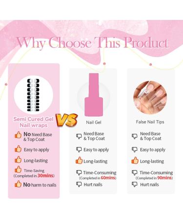 Nail Adhesive Wrap - Semi Cured Gel Nails Strips (Black French Style) - Buy Online on GoSupps.com