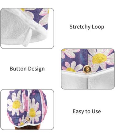 Beautiful Daisy Petals Cartoon Dinosaur Hair Towel 2 Pack | Super Absorbent Quick Dry Turbans for Women & Girls - Ideal Hair Drying Solution - Buy Online on GoSupps.com
