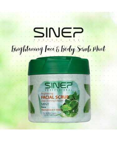SINEP Professional Brightening face and body scrub exfoliating treatment with coconut extract and niacinamide for radiant skin 400 ml 400 ml mint - Buy Online on GoSupps.com