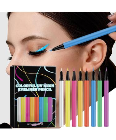  Huyeruie Liquid Eyeliner - Colored Eyeliner with Glitter | UV Neon Liquid Eyeliner Set | Graphic Pigmented Glitter Cases | 8-Color Neon Liquid Eyeliner Pen | Makeup Supplies - Buy Online on GoSupps.com
