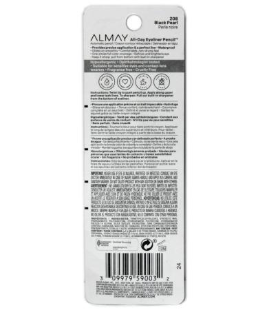 Almay All-Day Eyeliner Pencil Black Pearl 208 .009 - Pack of 3 | Long-Lasting Formula - Buy Online on GoSupps.com