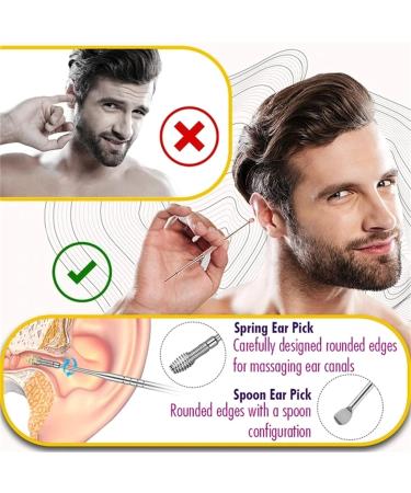 Palarn Dual Head Spring Ear Cleaner | Stainless Steel Ear Pick | Wax Removal Tool 2PC - Silver - Buy Online on GoSupps.com