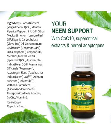 TheraNeem Naturals Neem Tooth & Gum Oil - Organic Oral Care 0.5 fl oz - Buy Online on GoSupps.com