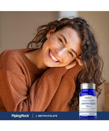 Piping Rock L Methylfolate 15 mg | 90 Capsules | Max Potency | Active Folic Acid Supplement | Non-GMO Gluten Free - Buy Online on GoSupps.com