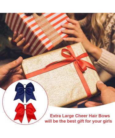 2 Pieces Hair Rope with Bow 8 Inches Large Cheer Bow Hair Accessories with Bow for Cheerleader Ponytail Holders Giant Cheerleading Ribbons - Buy Online on GoSupps.com
