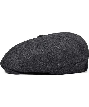 VOBOOM Men's Wool Blend Newsboy Cap - Grey Herringbone Cabbie Flat Cap - Buy Online on GoSupps.com